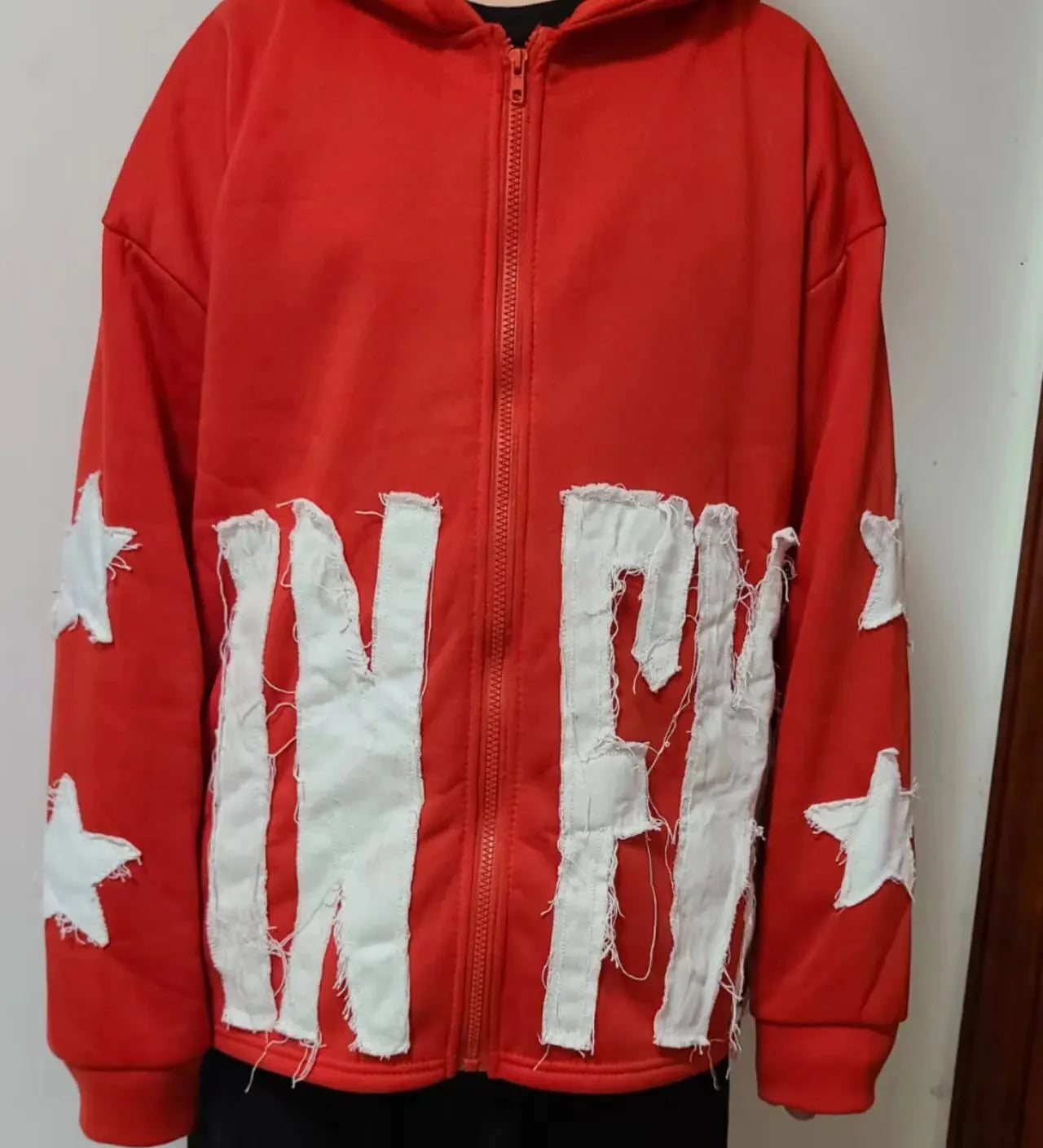 Y2k Long Sleeved Pullover Hoodie With Letter Patchwork Tops Streetwear Vintage Hoodie School Outfit Punk High Street Ootd News
