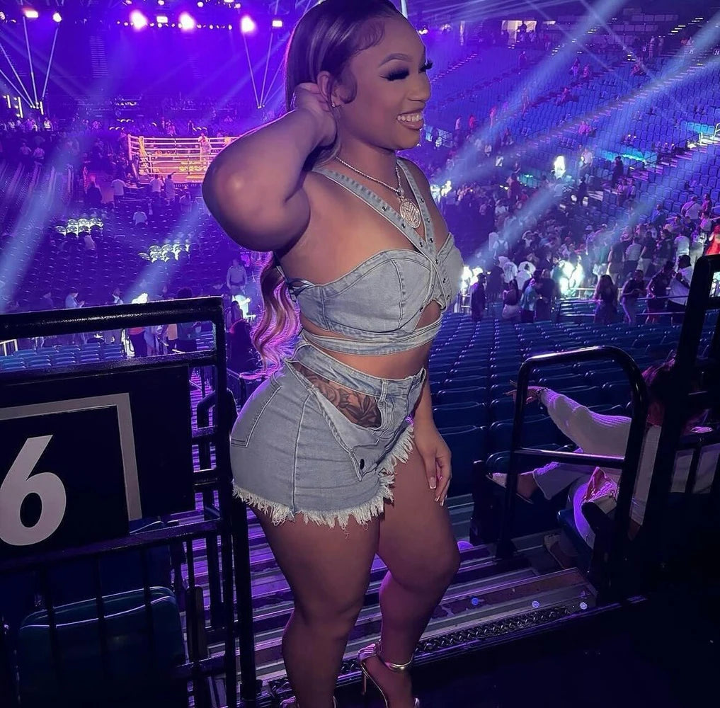 Sexy Jean Women Short Sets
