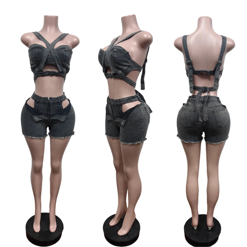 Sexy Jean Women Short Sets