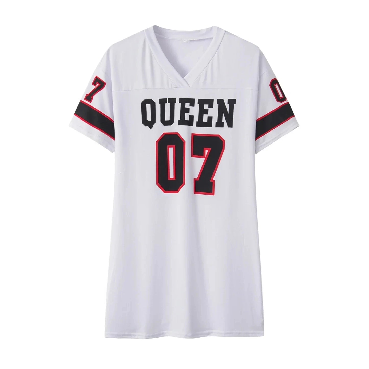 Clothing Summer 07 LeTTer PrinTed Mid-lengTh T-shirT V Skin-friendly Milk Silk Collar Pullover ShorT-sl...