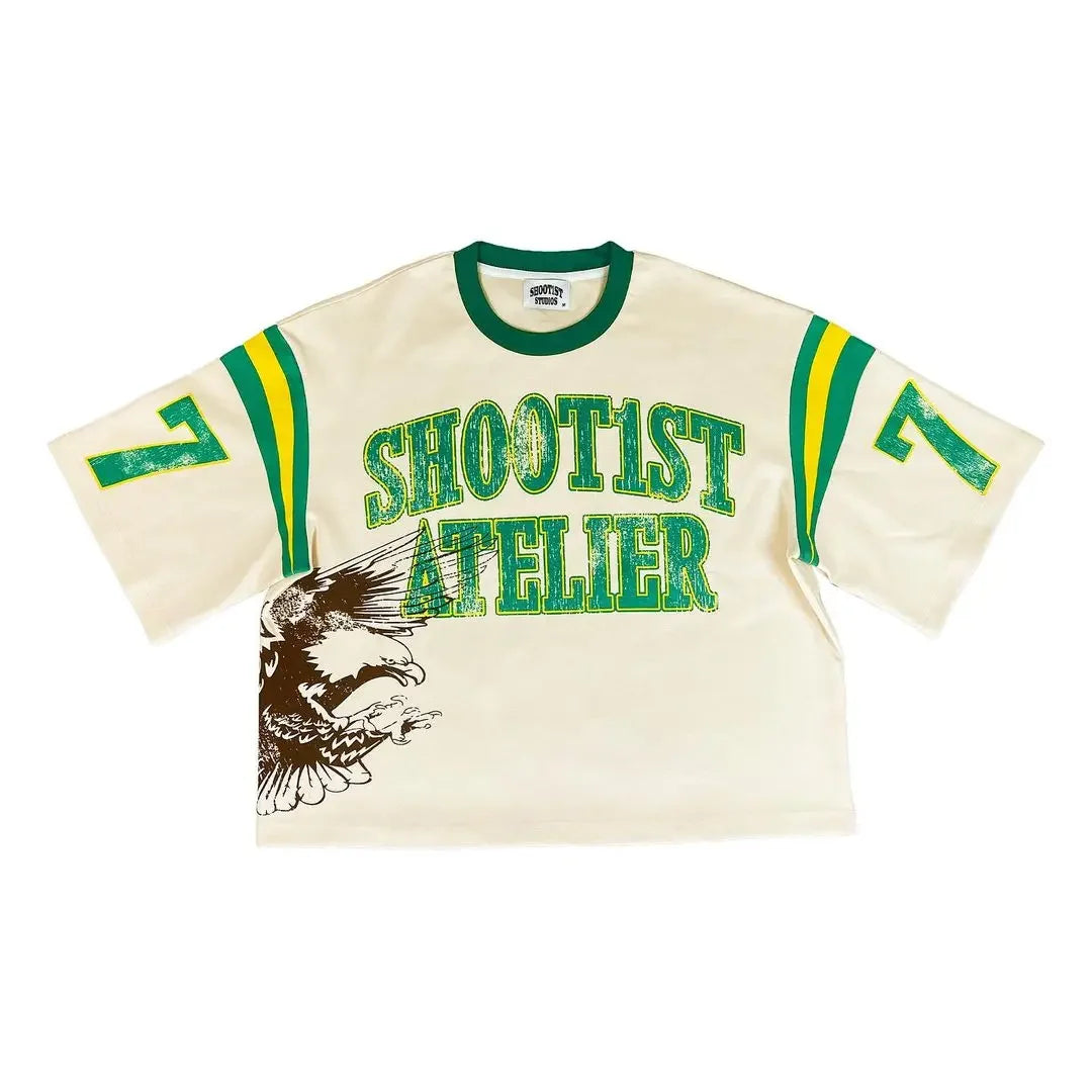 American Retro Gothic Fashion Summer Casual Hip-hop Splicing T-shirt Men's Y2K Personalized Street Retro Sports Jersey Top
