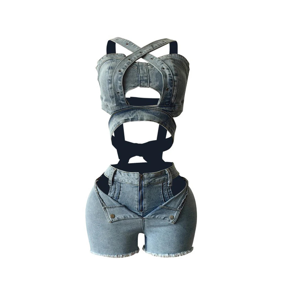 Sexy Jean Women Short Sets