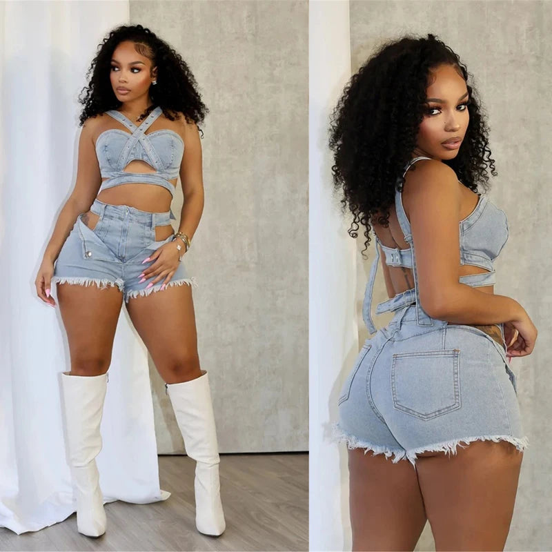 Sexy Jean Women Short Sets