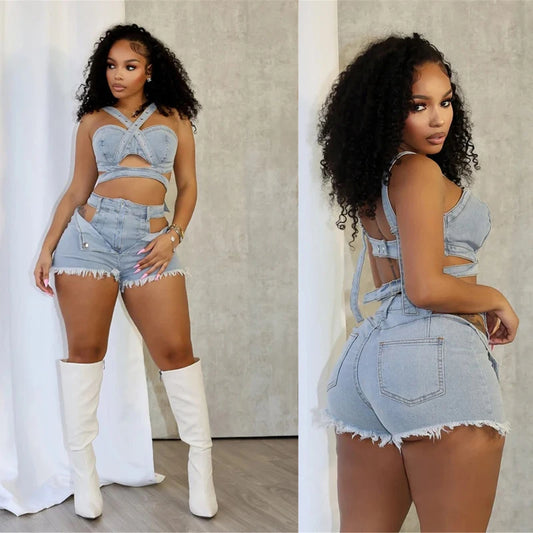Sexy Jean Women Short Sets