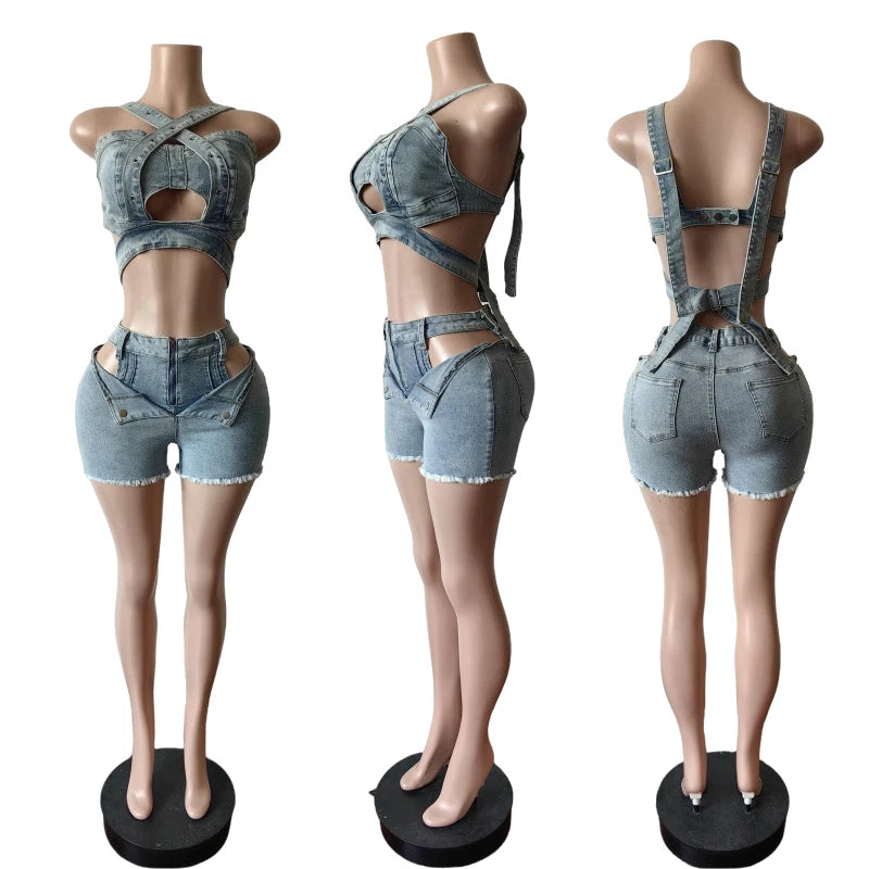 Sexy Jean Women Short Sets