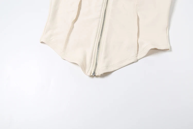 kliou Casual Summer Women Shorts Set Solid Active Irregular Zip-up Tank Tops+Stretch Bottoms Mujer Basic Matching Street 2 Piece