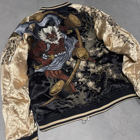 2025 New Oversized Graphic Print Jacket Men Punk Gothic Vintage Zipper Jacket With Long Sleeves Harajuku Loose Street Clothes